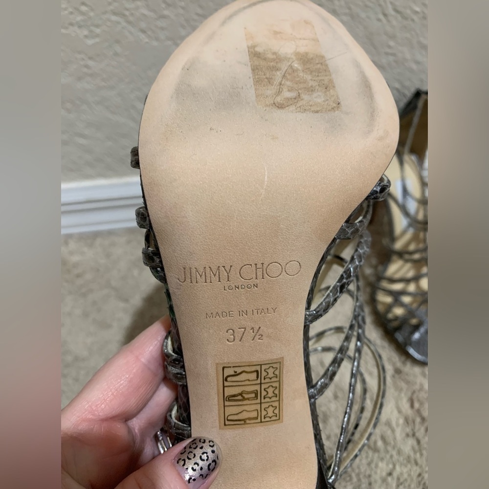 Jimmy Choo Python 4” Strappy Heels Size 37.5 (Us … - image 7